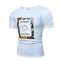 Men\'s Going out Casual/Daily Holiday Sexy Simple Street chic T-shirt, Print Round Neck Short Sleeve Cotton Polyester