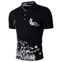 Men\'s Casual/Daily Party Simple Street chic Sophisticated Polo, Print Shirt Collar Short Sleeve Cotton Polyester