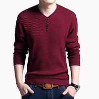 Men\'s Plus Size Regular Cardigan, Solid V Neck Long Sleeve Cotton All Seasons Thin Micro-elastic