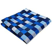 mens pocket square blue checked handkerchief for men wedding jacquard  ...