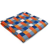 mens pocket square handkerchief orange checked hanky for men business