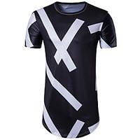 Men\'s Casual/Daily Street chic T-shirt, Geometric Round Neck Short Sleeve Polyester