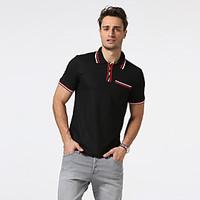 Men\'s Casual/Daily Street chic Polo, Solid Shirt Collar Long Sleeve Polyester