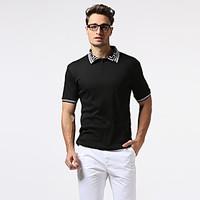 mens casualdaily street chic polo solid shirt collar long sleeve polye ...