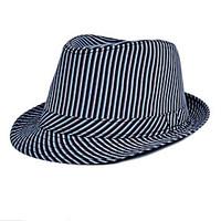 Men Linen Jazz Striped printing Small Hat Beach Flat Top Shade Hat