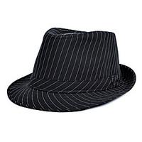 Men Jazz Striped printing Cotton Black Small Hat Beach Flat Top Shade Hat