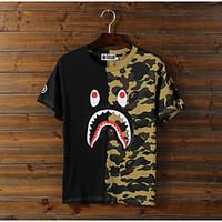 mens going out simple t shirt camouflage round neck short sleeve cotto ...