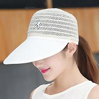 Men Women Leisure Shade Hollow Breathable Straw Solid Color Baseball Adjustable Hat