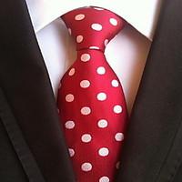 men wedding cocktail necktie at work red white dot tie