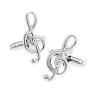 Men\'s Fashion Musical Note Silver Alloy French Shirt Cufflinks (1-Pair) Christmas Gifts
