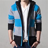 mens casualdaily regular cardigan color block long sleeve cotton