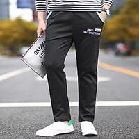 Men\'s Straight Sweatpants Pants, Going out Simple Solid Mid Rise Drawstring Cotton Micro-elastic Fall