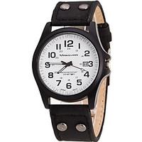 Men\'s Sport Cool Quartz Casual Watch Simple Calender Leather Belt Round Alloy Dial Watch Unique Watch Classic Watch