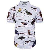 Men\'s Casual/Daily Beach Club Simple Cute Street chic Shirt, Print Shirt Collar Short Sleeve Cotton Polyester