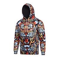 Men\'s Casual/Daily Simple Hoodie Leopard Round Neck Micro-elastic Polyester Long Sleeve Fall