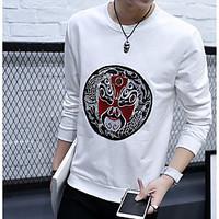 mens daily sweatshirt solid pattern round neck inelastic cotton long s ...