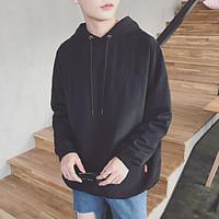 mens daily hoodie solid hooded inelastic cotton long sleeve spring fal ...