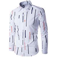 Men\'s Going out Casual/Daily Simple Active Summer Shirt, Polka Dot Galaxy Shirt Collar Long Sleeve Cotton Rayon Thin
