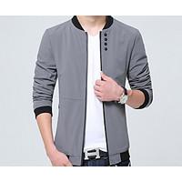 mens casualdaily simple spring winter jacket solid square neck long sl ...