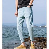 mens high rise inelastic jeans pants simple slim solid