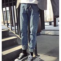 mens high rise inelastic jeans pants simple slim solid