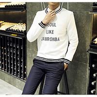 Men\'s Casual/Daily Sweatshirt Solid Round Neck Micro-elastic Cotton Polyester Long Sleeve Spring