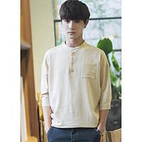 mens going out vintage t shirt solid round neck length sleeve cotton