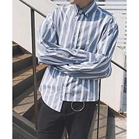 Men\'s Going out Vintage Shirt, Striped Shirt Collar Long Sleeve Cotton