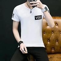 mens beach holiday street chic sophisticated t shirt solid round neck  ...