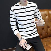 mens casualdaily activewear set striped round neck micro elastic acryl ...