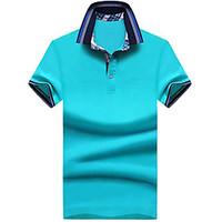 Men\'s Casual/Daily Simple Polo, Solid Button Down Collar Short Sleeve Polyester