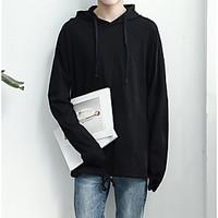 mens casualdaily hoodie solid hooded strenchy cotton long sleeve sprin ...