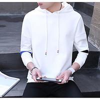 mens daily hoodie solid hooded inelastic cotton long sleeve spring fal ...