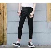 mens mid rise micro elastic chinos pants street chic loose solid