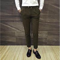 mens mid rise inelastic chinos pants simple slim pure color solid