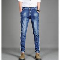 mens mid rise strenchy jeans pants street chic loose solid