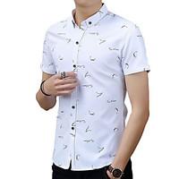 Men\'s Plus Size Casual/Daily Work Simple Street chic Chinoiserie Spring Summer ShirtSolid Print Patchwork Shirt Collar Short Sleeve