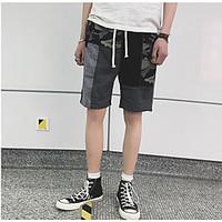 mens mid rise micro elastic shorts pants simple harem camouflage