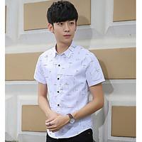 Men\'s Casual/Daily Simple Shirt, Print Classic Collar Short Sleeve Cotton Polyester