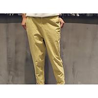 mens mid rise micro elastic chinos pants simple loose solid