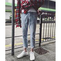 mens low rise micro elastic jeans pants simple skinny solid