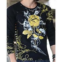 mens daily simple fall t shirt floral round neck 34 length sleeve cott ...