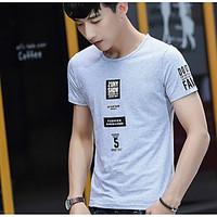 mens casualdaily simple t shirt solid letter round neck short sleeve c ...