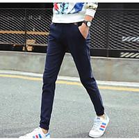 mens mid rise micro elastic jeans pants simple slim solid