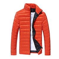 Men\'s Regular Parka Coat , Cotton Pure Long Sleeve Donw Jacket