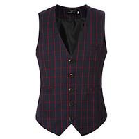 Men\'s Casual/Daily / Formal Simple Spring / Fall Blazer Vest Print V Neck Sleeveless Cotton / Acrylic / Polyester 916453