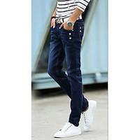 mens solid casual jeanscotton black blue gray