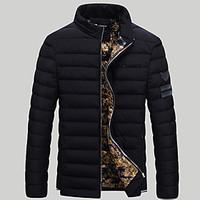mens padded coat street chic plus size solid polyester polypropylene l ...
