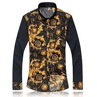 mens long sleeve shirt cottonmicrofiber casualwork print flower shirt  ...