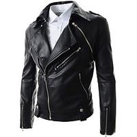 mens slim detachable sleeve leather jacket lined